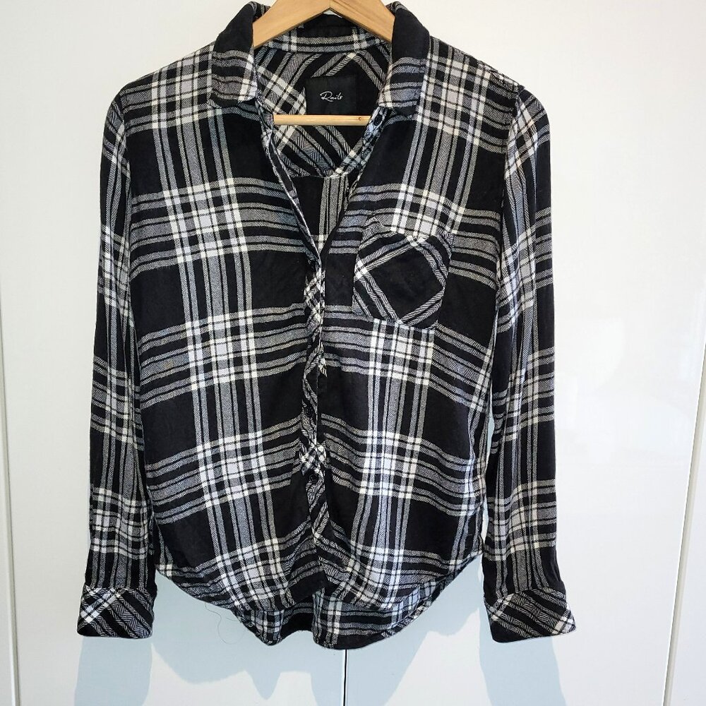 Rails Hunter Plaid Shirt Black and Sky Ivory Size M